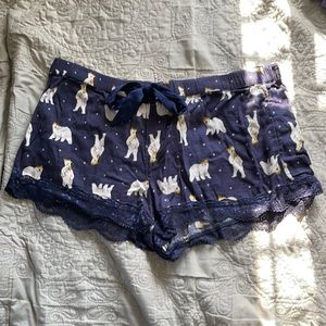Aerie Polar Bear Sleep Shorts with Lace Trim